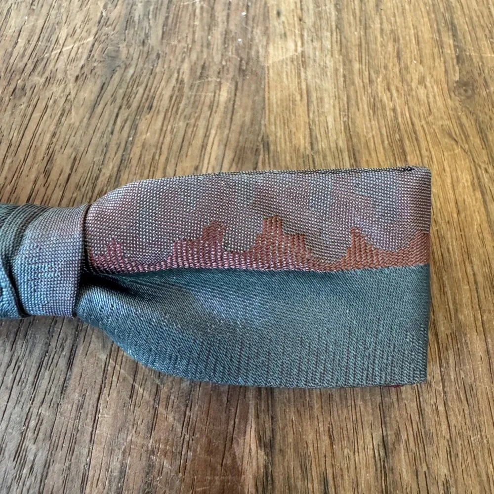 Vintage Ormond Bow Tie Rust Resist Clip On Two Tone Burgundy‎ Teal